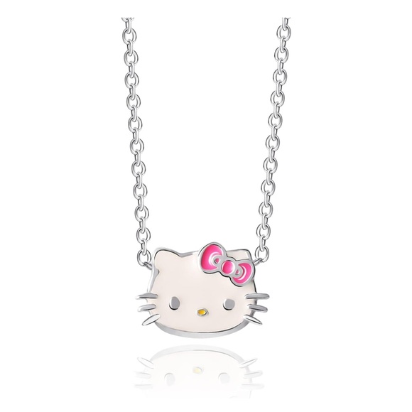 Sanrio Hello Kitty Necklace Brass Silver Plated Enamel Hello Kitty Pendant - Picture 9 of 9